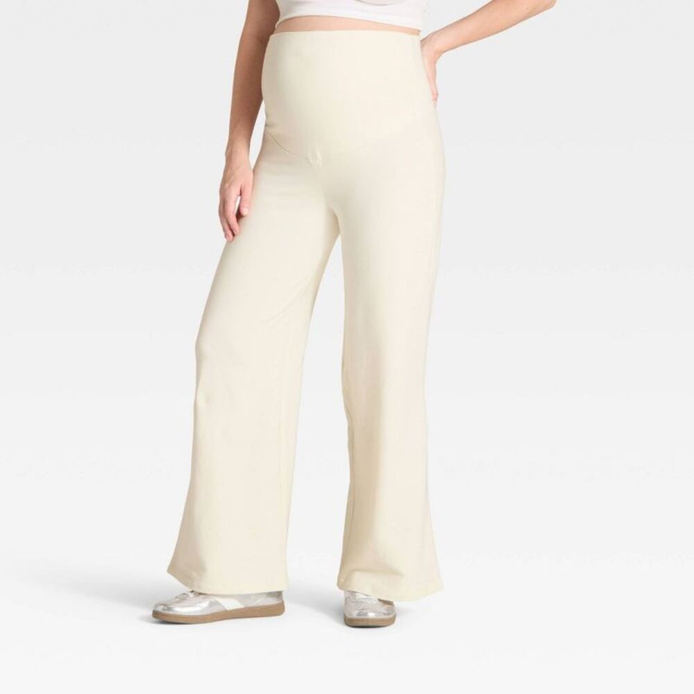 Isabel Maternity by Ingrid & Isabel Wide Leg Maternity Pants in Cream